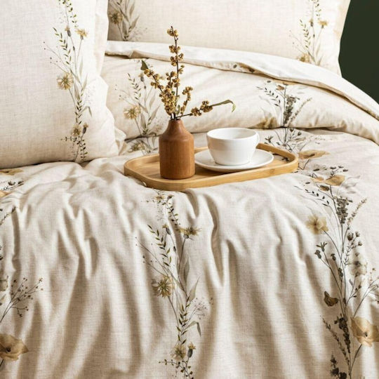 Şaheser Set Duvet Cover 200x220cm Double with 4 Pillowcases and 1 Bed Sheet Beige