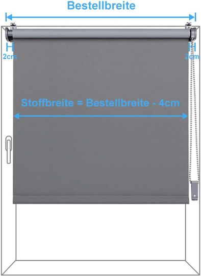 Eurohome Rolete Geam De Stingere Totală Gri P40xÎ130cm