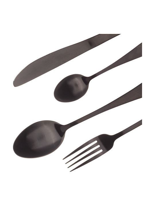 Bergner Matt Set de tacâmuri din oțel inoxidabil Negru 24 buc