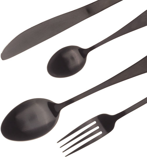 Bergner Matt Besteckset Edelstahl 18/10 Schwarz 24 Stück