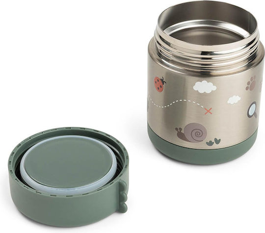 Done by Deer Tiny Trails Kids Food Container from Silicone 0.3lt Thermal Green 9 x 9 x 11cm