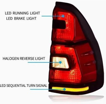Rücklichter Led Toyota Land Cruiser J120 2003-2009 Voll Led J150 Look Rote Fimede Blinker Satz 2 Stück Oem