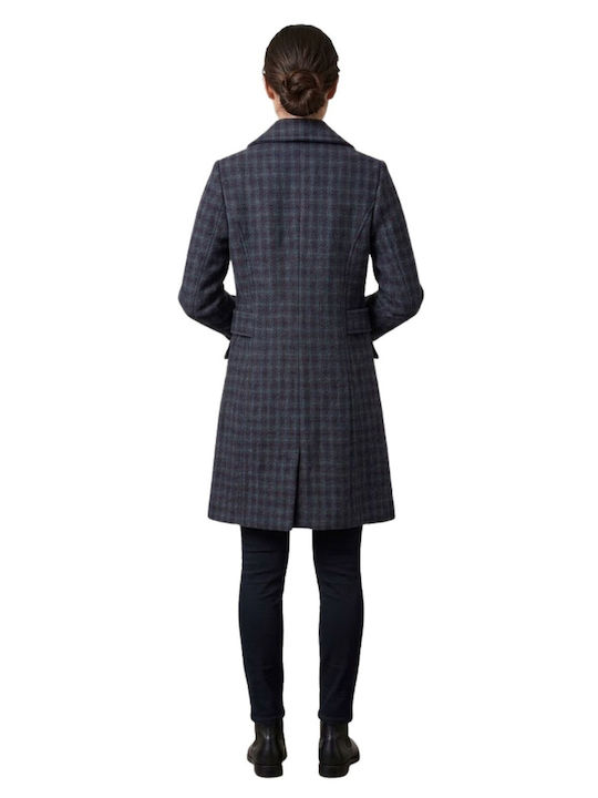 Women's Coat Naf Naf Aviviane Classic Double-breasted Houndstooth Wool Xs