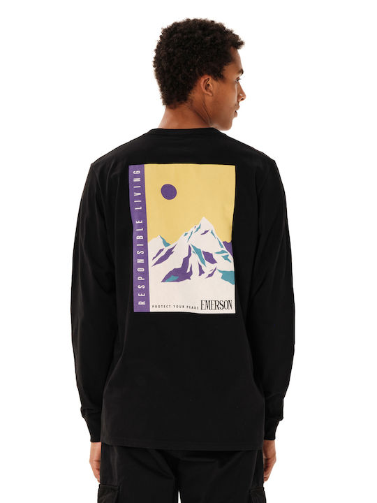 Sportliche Langarm Herrenbluse Schwarz