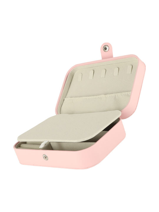 ikonka Travel Jewellery Box Set Pink 16x11x5cm