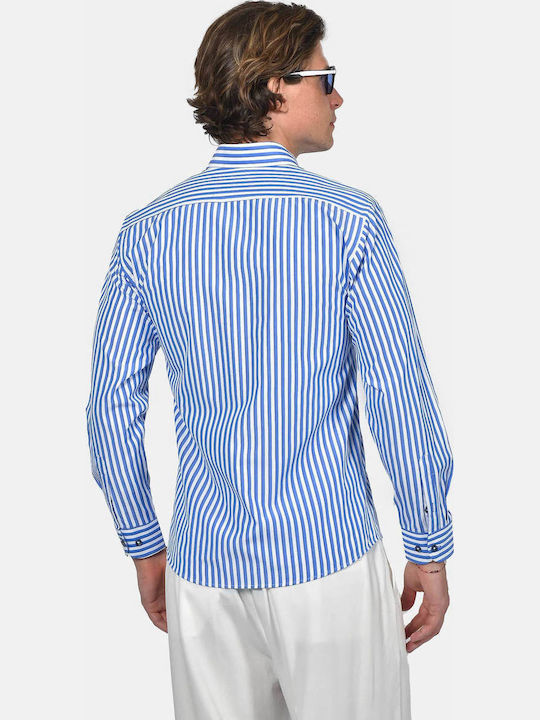Long Sleeve Shirt In Regular Fit Striped Blue