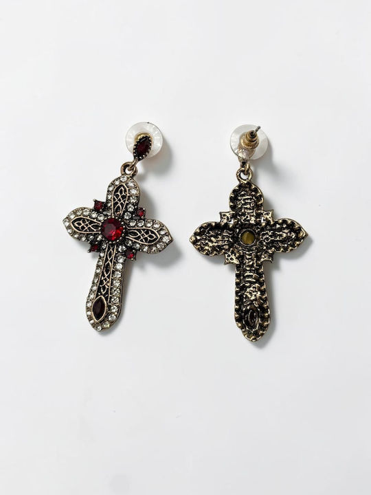 Red Dangle Earrings with Stones