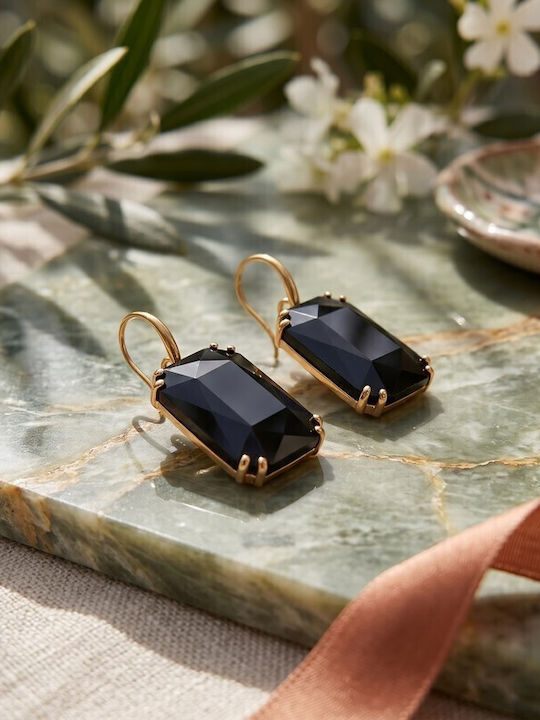 Grekas Gold Plated Black Dangle Earrings Grekas Gold Plated Black Dangle Earrings