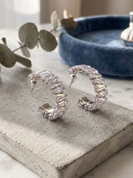 Grekas Earrings Hoops with Stones Grekas Earrings Hoops with Stones