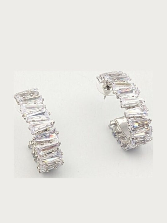 Grekas Earrings Hoops with Stones
