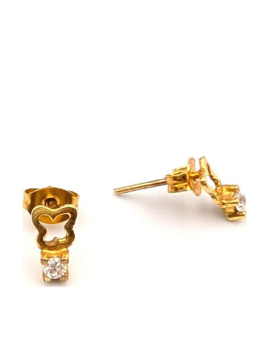 Grekas Single Gold Plated Silver Stud Earring with Stones
