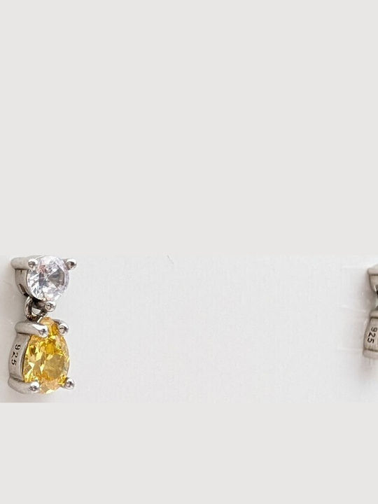 Grekas Silver Gold Plated Dangle Earrings with Stones