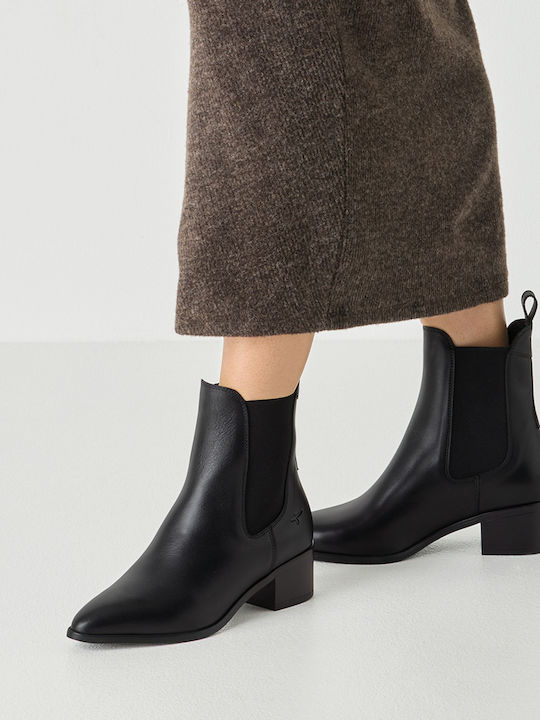 Leder Damen Chelsea-Stiefel Schwarz
