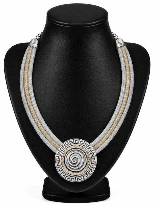 Liva Fashion Geometrisches Halskette KN00052 Silber-Gold