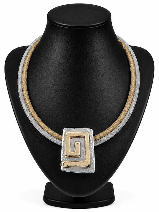 Liva Fashion Geometrisches Halskette KN00050 Silber-Gold