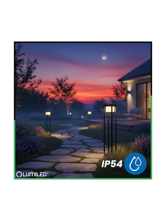 Lampa De Grădină Pentru Exterior Stâlp Led 12w 3000k 80cm Negru Quercus Lumiled