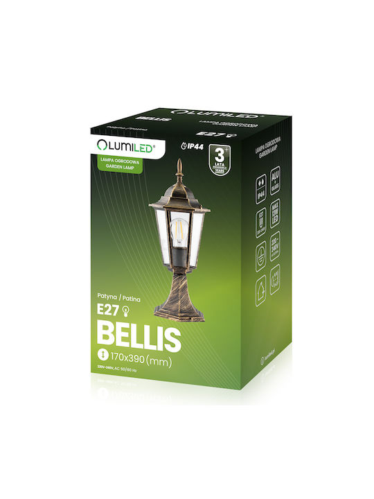 Outdoor Garden Floor Lamp E27 Lantern Post 39cm Patina Bellis Lumiled