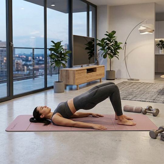 inSPORTline Klappbare Trainingsmatte Pilates Beiges mit Tragegurt (180x61cm)