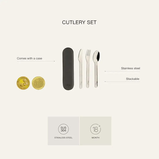 Citron Set Baby Cutlery with Case Grey 2 Pieces