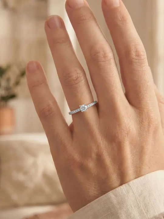 Diamond Jools Einzelner Steine Ringe aus Weißgold 18K mit Diamant