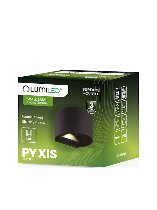 Pyxis Wandmontierte Außenbeleuchtung Led G9 Reguläre Runde Basis Schwarz