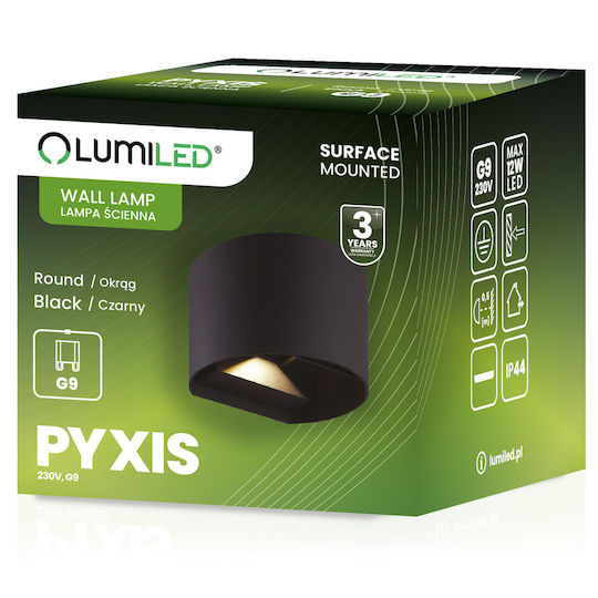 Led G9 Adjustable Round Wall-Mounted Outdoor Lighting Black Pyxis Lumiled