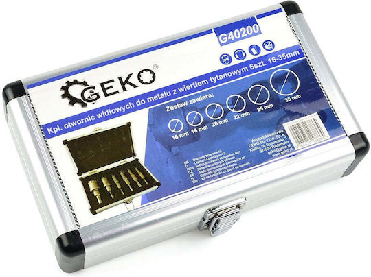 Set Hole Saws Tct Metal 16-35mm Titanium Drill Guide 6pcs Geko