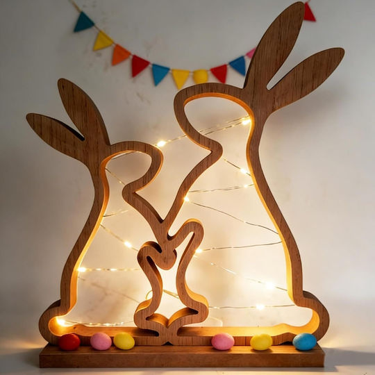 Oster Hölzernes LED Kaninchen Figur Stilvolle Dekoration 31x25,3 cm Braun