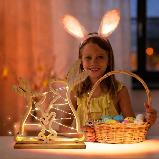 Oster Hölzernes LED Kaninchen Figur Stilvolle Dekoration 31x25,3 cm Braun