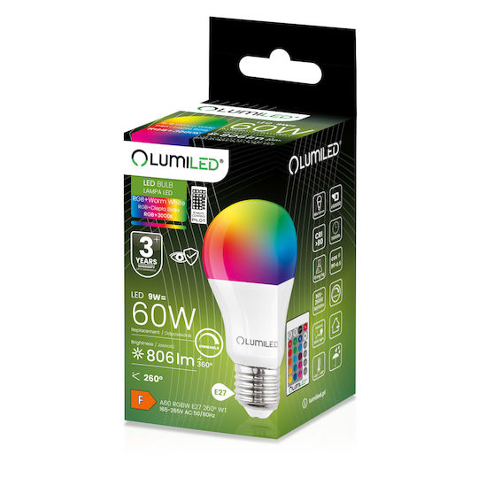 Lumiled Умни LED Лампи 9W за Цокъл E27 и Форма A60 Топло Бяло 806lm 3бр