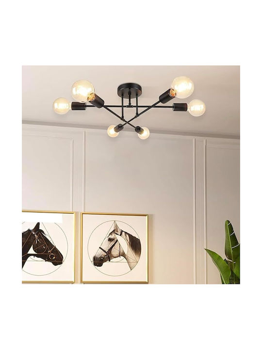 Lightplanet Plafonieră de Tavan Neagră cu Soclu E27
