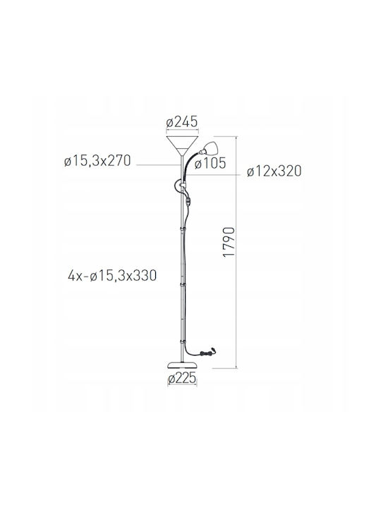 Gtv Gtv Stehlampe Höhe 179cm Grau