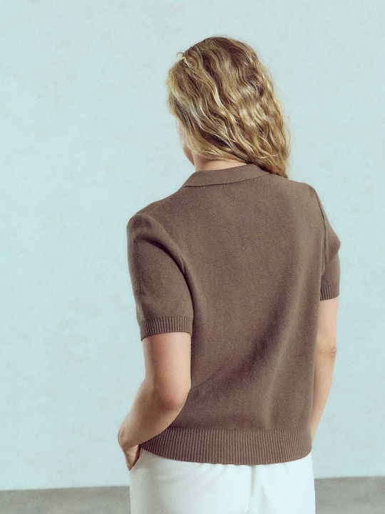Celestino Strickjacke Für Damen Mit Erhabenen Knöpfen Braune