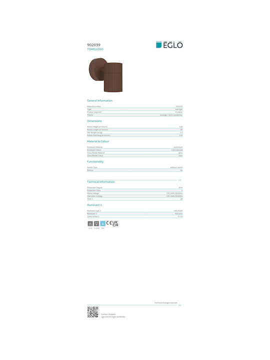 Eglo Wall-Mounted Outdoor Lighting GU10 IP44 6x11x12cm