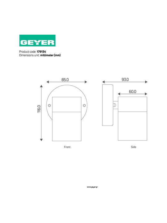 Geyer Wall-Mounted Outdoor Spot Light GU10 IP44 9.3x8.5x11.6εκ.