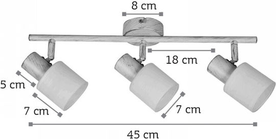 Inlight 9079-3 Triplu Spot cu Soclu E14 în Culoare Argintiu