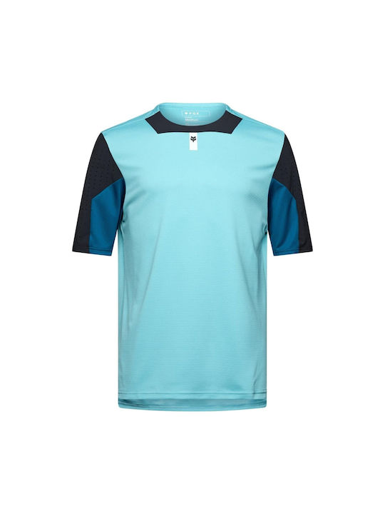 Fox Defend Ss Kurze Ärmel Radtrikot Blau