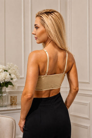 Corset Din Satin Eumipa Dantelă Croială Asimetrică Bronz Mărimea S M