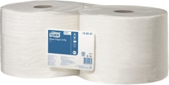 Tork Basic Paper Professionelle Reinigungspapiere Rollen 2 Blätter & 510m Weiße 2 Stück 129237