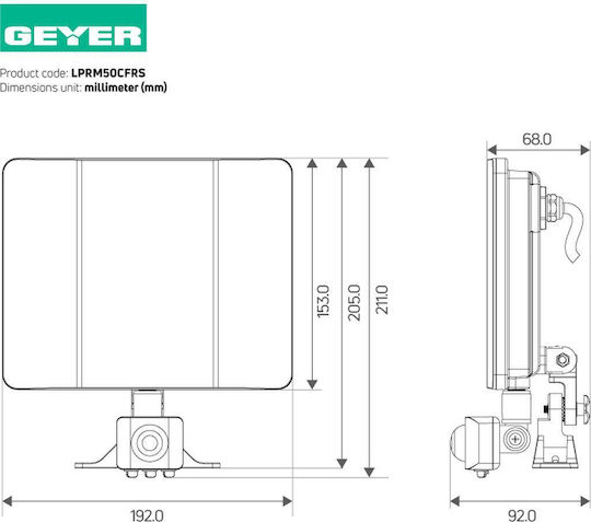 Geyer Светещ Водоустойчив LED Прожектор 50W Неутрално Бяло 4000K IP65