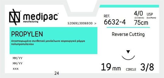 Medipac Suturi Propylen 4/0 75cm 6632-4 19mm