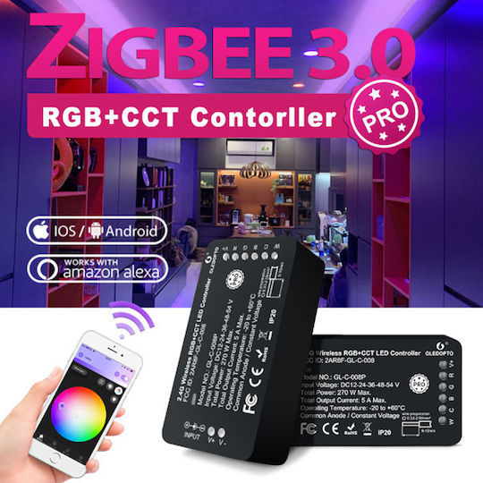 Ασύρματο Controller για RGB και Ρυθμιζόμενο Λευκό Επιτοίχιο GL-C-008P
