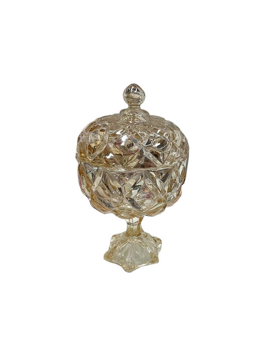 Iliadis Glass Sweet Jar with Lid 13x13x23cm Honey
