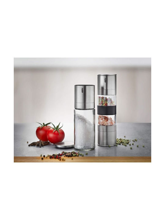 Gefu Lamola Manual 2 in 1 Metallic Spice Mill 18.8cm Silver