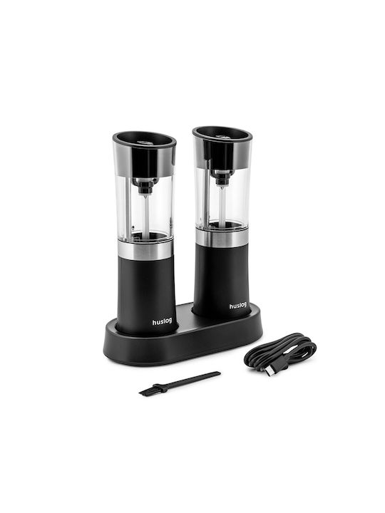 Huslog Electric Set Spice Mills made of Glass in Black Color 1pcs