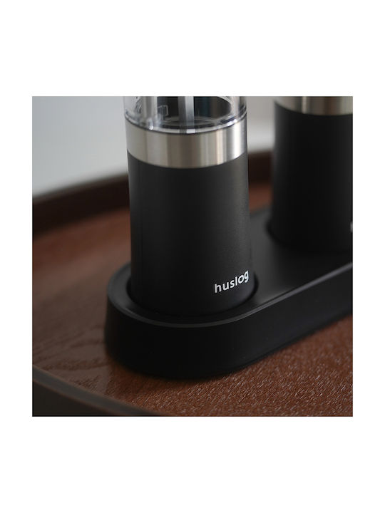 Huslog Electric Set Spice Mills made of Glass in Black Color 1pcs