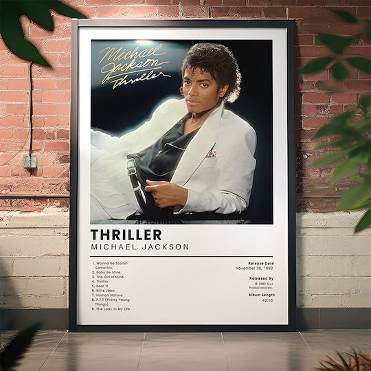 Music Poster Thriller Michael Jackson Ms565 21cm X 30cm Λευκή Ξύλινη Κορνίζα-71780pd159067f55310