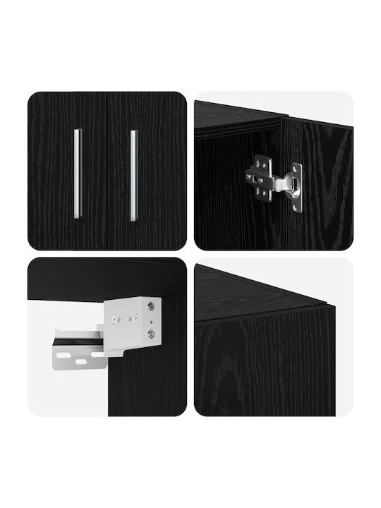 Dulap De Prezentare Pentru Sufragerie Din Placă Din Lemn Agregat Stejar Negru 70x42.5x225cm