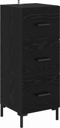 Highboard Living Room Display Cabinet Made of Particle Board Black Oak 34.5x34x90cm
