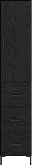 Highboard Living Room Display Cabinet Made of Particle Board Black Oak 34.5x34x90cm